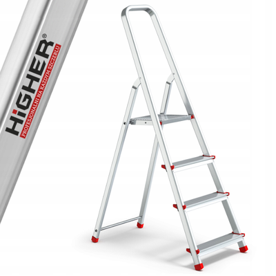 Односторонняя алюминиевая лестница HIGHER 4-ступенчатая 125 кг HIGHER_1Х4 фото
