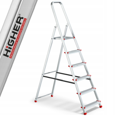 Односторонняя алюминиевая лестница HIGHER 6-ступенчатая 125 кг HIGHER_1Х6 фото