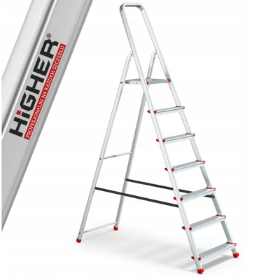 Односторонняя алюминиевая лестница HIGHER 7-ступенчатая 125 кг HIGHER_1Х7 фото