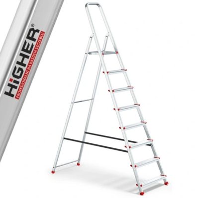 Односторонняя алюминиевая лестница HIGHER 8-ступенчатая 125 кг HIGHER_1Х8 фото
