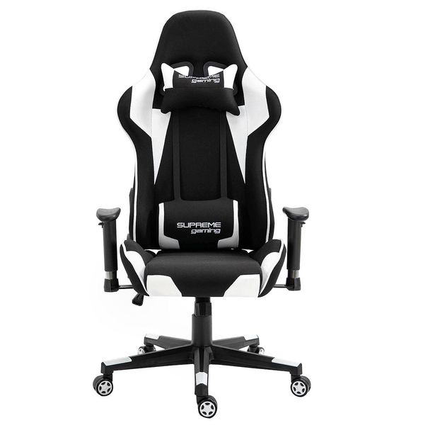 Комп'ютерне крісло із тканини PlayMaker Supreme Gaming 94558 Чорно-білий PLAYMAYKER_ЧОРНО-БІЛИЙ фото