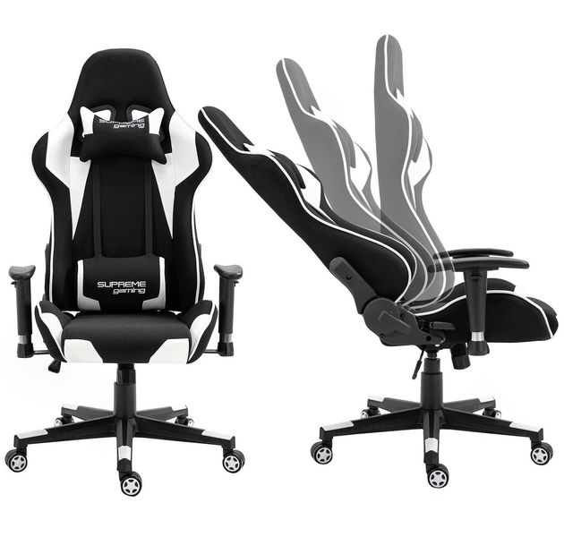 Комп'ютерне крісло із тканини PlayMaker Supreme Gaming 94558 Чорно-білий PLAYMAYKER_ЧОРНО-БІЛИЙ фото