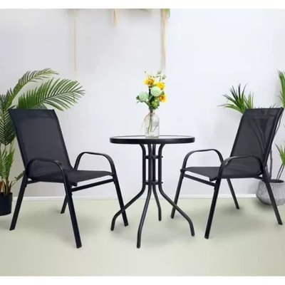 Набор садовой мебели Gardlov - стол 60 см + 2 кресла | Черный GARDLOV_20707 фото