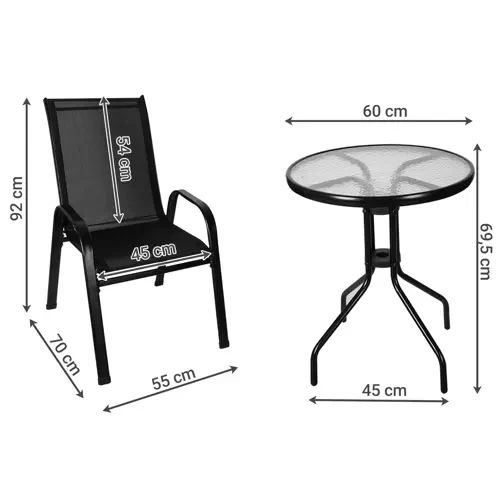 Набір садових меблів Gardlov - стіл 60 см + 2 крісла | Чорний GARDLOV_20707 фото