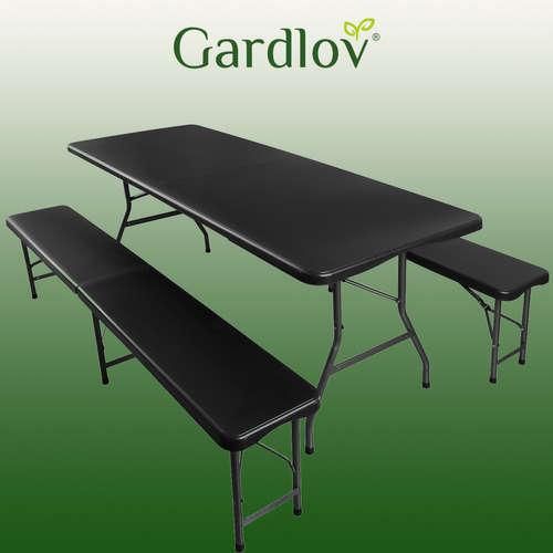 Набір садових меблів Gardlov 17966: стіл 180 см + 2 лавки Чорний GARDLOV17966_ЧОРНИЙ фото