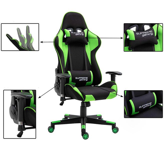 Комп'ютерне крісло із тканини PlayMaker Supreme Gaming 94560 Чорно-зелений PLAYMAYKER_ЧОРНО-ЗЕЛЕНИЙ фото